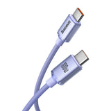 Cablu Baseus de date Crystal Shine (CAJY000705), Type-C to Type-C, 100W, 2m, Super Incarcare rapida, Nylon Braided, mov
