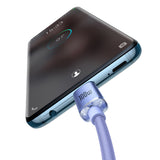 Cablu Baseus de date Crystal Shine (CAJY000705), Type-C to Type-C, 100W, 2m, Super Incarcare rapida, Nylon Braided, mov