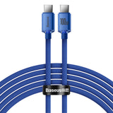 Cablu Baseus de date Crystal Shine (CAJY000703), Type-C to Type-C, 100W, 2m, Super Incarcare rapida, Nylon Braided, albastru