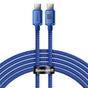 Cablu Baseus de date Crystal Shine (CAJY000703), Type-C to Type-C, 100W, 2m, Super Incarcare rapida, Nylon Braided, albastru