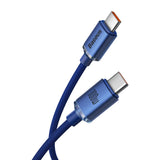 Cablu Baseus de date Crystal Shine (CAJY000703), Type-C to Type-C, 100W, 2m, Super Incarcare rapida, Nylon Braided, albastru