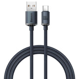 Cablu Baseus de date Crystal Shine (CAJY000501), USB to Type-C, 100W, 2m, Super Incarcare rapida, Nylon Braided, negru