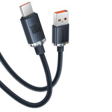 Cablu Baseus de date Crystal Shine (CAJY000501), USB to Type-C, 100W, 2m, Super Incarcare rapida, Nylon Braided, negru