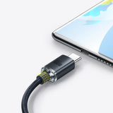 Cablu Baseus de date Crystal Shine (CAJY000501), USB to Type-C, 100W, 2m, Super Incarcare rapida, Nylon Braided, negru