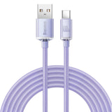 Cablu Baseus de date Crystal Shine (CAJY000405), USB to Type-C, 100W, 1.2m, Super Incarcare rapida, Nylon Braided, mov