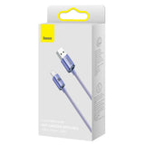 Cablu Baseus de date Crystal Shine (CAJY000405), USB to Type-C, 100W, 1.2m, Super Incarcare rapida, Nylon Braided, mov
