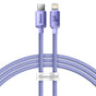 Cablu Baseus de date Crystal Shine (CAJY000305), Type-C to Lightning, 20W, 2m, Nylon Braided, mov
