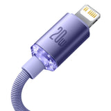 Cablu Baseus de date Crystal Shine (CAJY000305), Type-C to Lightning, 20W, 2m, Nylon Braided, mov