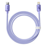 Cablu Baseus de date Crystal Shine (CAJY000305), Type-C to Lightning, 20W, 2m, Nylon Braided, mov