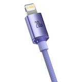 Cablu Baseus de date Crystal Shine (CAJY000205), Type-C to Lightning, 20W, 1.2m, Nylon Braided, mov