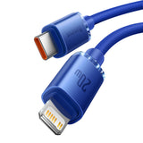 Cablu Baseus de date Crystal Shine (CAJY000203), Type-C to Lightning, 20W, 1.2m, Nylon Braided, albastru