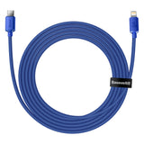 Cablu Baseus de date Crystal Shine (CAJY000203), Type-C to Lightning, 20W, 1.2m, Nylon Braided, albastru