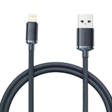 Cablu Baseus de date Crystal Shine (CAJY000001), USB to Lightning, 2.4A, 1.2m, Nylon Braided, negru