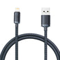 Cablu Baseus de date Crystal Shine (CAJY000001), USB to Lightning, 2.4A, 1.2m, Nylon Braided, negru