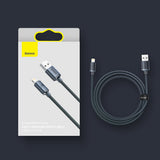 Cablu Baseus de date Crystal Shine (CAJY000001), USB to Lightning, 2.4A, 1.2m, Nylon Braided, negru