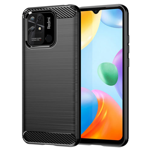 Husa pentru Xiaomi Redmi 10C, Techsuit Carbon Silicone, negru