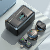 Microfon Techsuit (2 pack) Lavalier Wireless (LW5), cu Receiver, Lightning, Reducere zgomot 2.0, Afisaj digital, negru