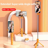 Selfie stick Techsuit Mini (KT01), Compact Tripod Mount cu Detasabil Telecomanda, 70cm, portocaliu