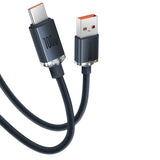 Cablu Baseus de date Crystal Shine (CAJY000401), USB to Type-C, 100W, 1.2m, Super Incarcare rapida, Nylon Braided, negru
