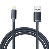 Cablu Baseus de date Crystal Shine (CAJY000101), USB to Lightning, 2.4A, 2m, Nylon Braided, negru