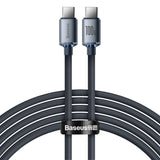 Cablu Baseus de date Crystal Shine (CAJY000701), Type-C to Type-C, 100W, 2m, Super Incarcare rapida, Nylon Braided, negru