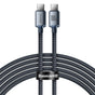 Cablu Baseus de date Crystal Shine (CAJY000701), Type-C to Type-C, 100W, 2m, Super Incarcare rapida, Nylon Braided, negru
