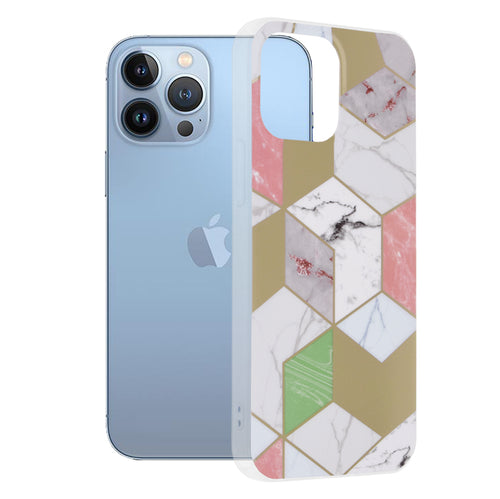 Husa pentru iPhone 13 Pro Max, Techsuit Marble Series, mov