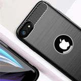Husa pentru iPhone SE 2, SE 2020, Techsuit Carbon Silicone, albastru
