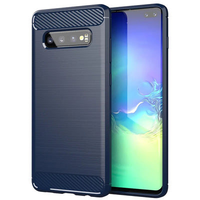 Husa pentru Samsung Galaxy S10 Plus, Techsuit Carbon Silicone, albastru