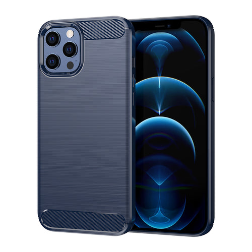 Husa pentru iPhone 12 Pro Max, Techsuit Carbon Silicone, albastru