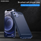 Husa pentru iPhone 12, Techsuit Carbon Silicone, albastru