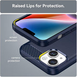Husa pentru iPhone 15 Plus, Techsuit Carbon Silicone, albastru