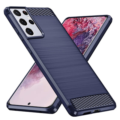 Husa pentru Samsung Galaxy S21 Ultra 5G, Techsuit Carbon Silicone, albastru