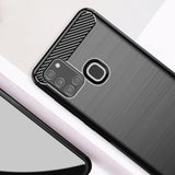 Husa pentru Samsung Galaxy A21s, Techsuit Carbon Silicone, albastru