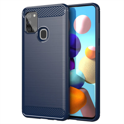 Husa pentru Samsung Galaxy A21s, Techsuit Carbon Silicone, albastru