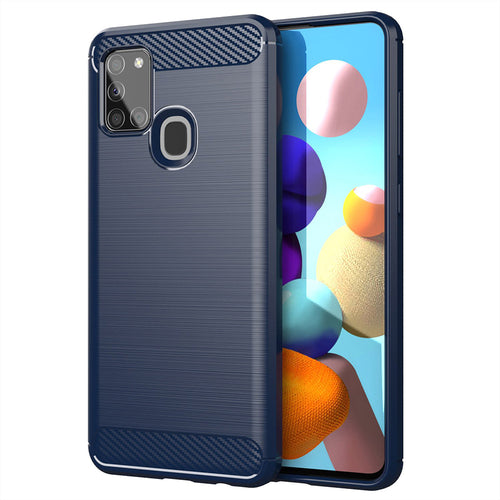 Husa pentru Samsung Galaxy A21s, Techsuit Carbon Silicone, albastru