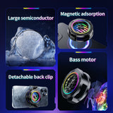 Cooler telefon Techsuit Phone Cooler (P66), Magnetic, cu Lumini RGB, Detasabil Clip, pentru iOS si Android, negru