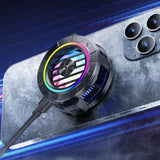 Cooler telefon Techsuit Phone Cooler (P66), Magnetic, cu Lumini RGB, Detasabil Clip, pentru iOS si Android, negru