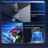 Cooler telefon Techsuit Phone Cooler (P60), Magnetic, Lumini RGB, Temperature Display, Low Noise, Two Speeds, pentru iOS si Android, negru