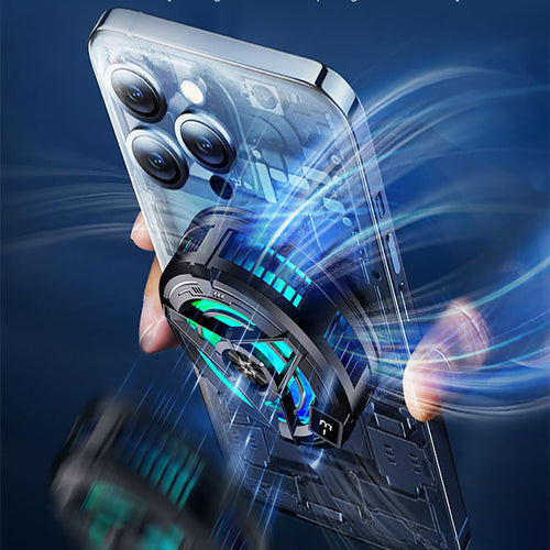 Cooler telefon Techsuit Phone Cooler (SL17), Magnetic, Temperature Display, Lights, Fast Cooling, Hydraulic Reducere zgomot, negru