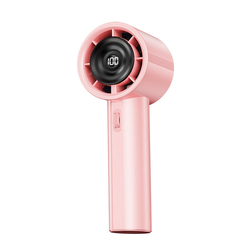 Techsuit Handheld Mini Fan (CT-111), portabil, reglabil, reincarcabil, afisaj digital, 10W, Roz