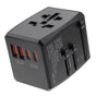 Adaptor pentru Calatorie Techsuit (HHT904-B2), PD20W, 2 x USB, 2 xType-C, EU, UK, AUS, US, Negru