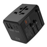 Adaptor pentru Calatorie Techsuit (HHT906), PD65W, 2 x USB, 3 x Type-C, EU, UK, AUS, US, Negru