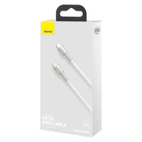 Cablu Baseus de date Cafule Series Metal (Catjk-C02), Type-C to Type-C, Super Incarcare rapida, 100W, 480Mbps, 20V, 5A, 1m, alb