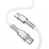 Cablu Baseus de date Cafule Series Metal (Catjk-C02), Type-C to Type-C, Super Incarcare rapida, 100W, 480Mbps, 20V, 5A, 1m, alb