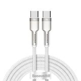 Cablu Baseus de date Cafule Series Metal (Catjk-C02), Type-C to Type-C, Super Incarcare rapida, 100W, 480Mbps, 20V, 5A, 1m, alb