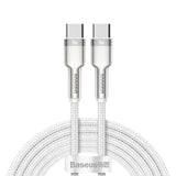 Cablu Baseus de date Cafule Series Metal (Catjk-D02), Type-C to Type-C, Super Incarcare rapida, 100W, 480Mbps, 20V, 5A, 2m, alb
