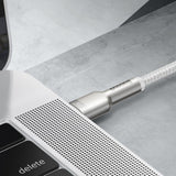 Cablu Baseus de date Cafule Series Metal (Catjk-D02), Type-C to Type-C, Super Incarcare rapida, 100W, 480Mbps, 20V, 5A, 2m, alb