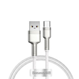 Cablu Baseus de date Cafule Series Metal (CAKF000102), USB to Type-C Incarcare rapida, 66W, 6A, 1m, alb