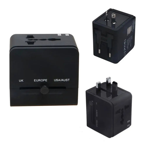Adaptor pentru Calatorie Techsuit (HHT148), PD20W, QC, USB, Type-C, EU, UK, AUS, US, Negru